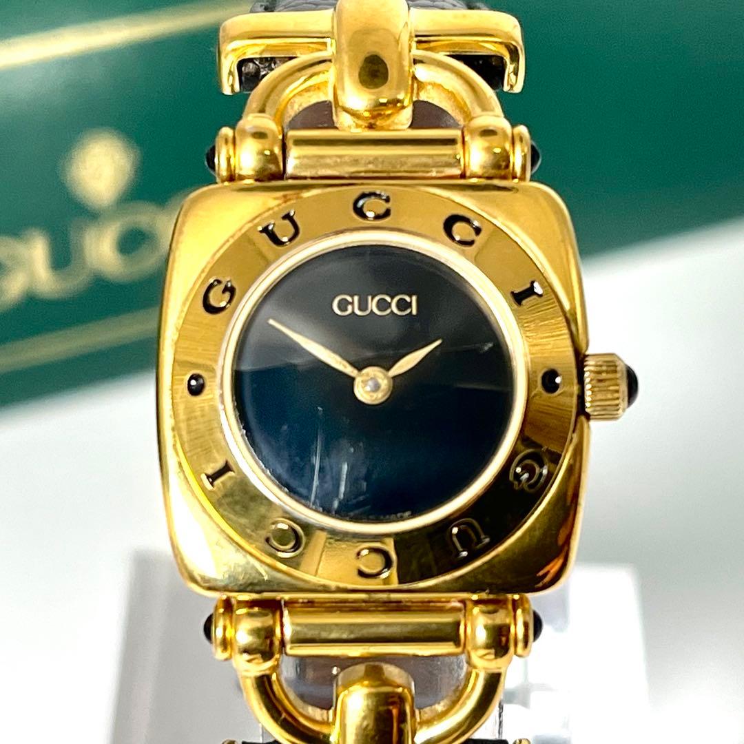 【新品電池/稼働】美品 グッチ 6400L ホースビット 腕時計 付属品あり