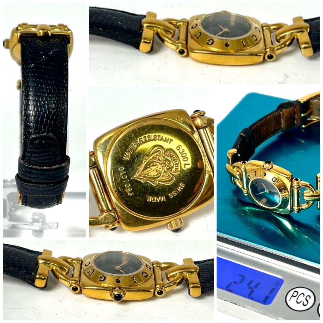 【新品電池/稼働】美品 グッチ 6400L ホースビット 腕時計 付属品あり