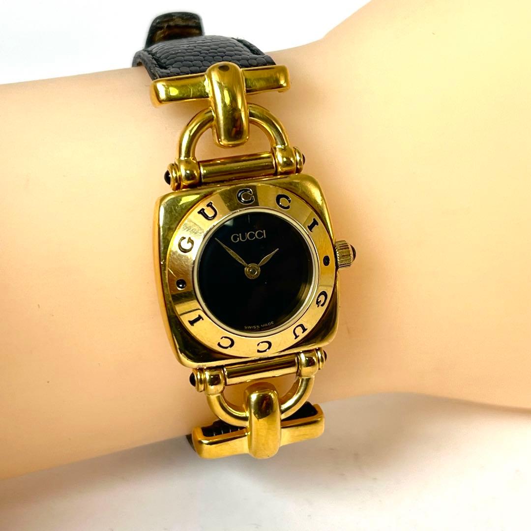 【新品電池/稼働】美品 グッチ 6400L ホースビット 腕時計 付属品あり