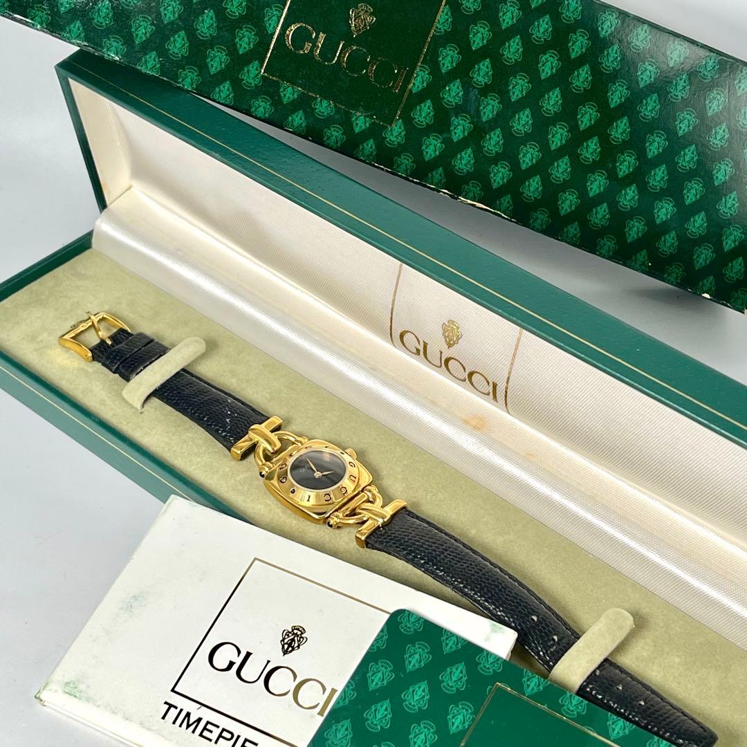 【新品電池/稼働】美品 グッチ 6400L ホースビット 腕時計 付属品あり