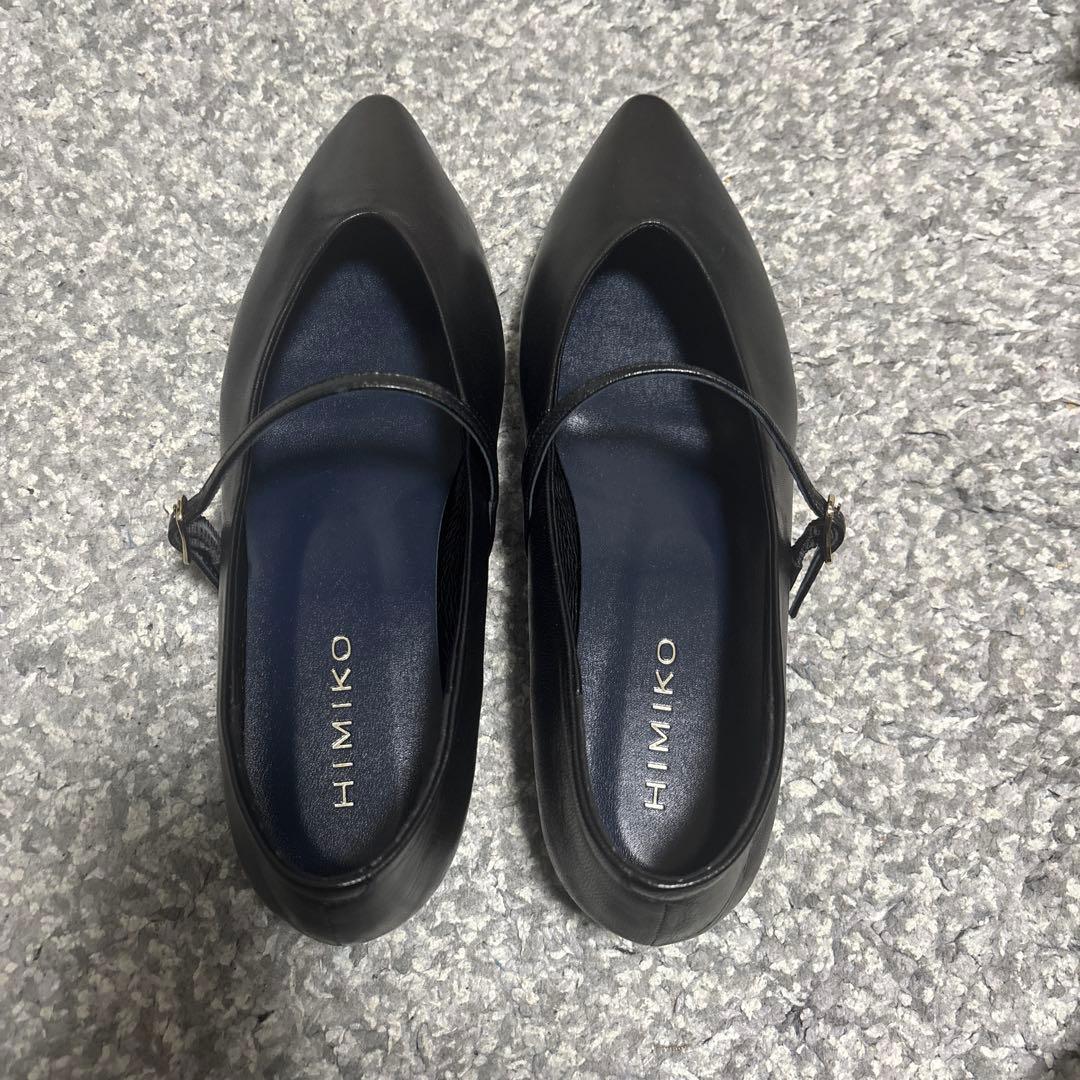 【試着のみ】HIMIKO メリージェーンフラットパンプス ブラック 24.0cm