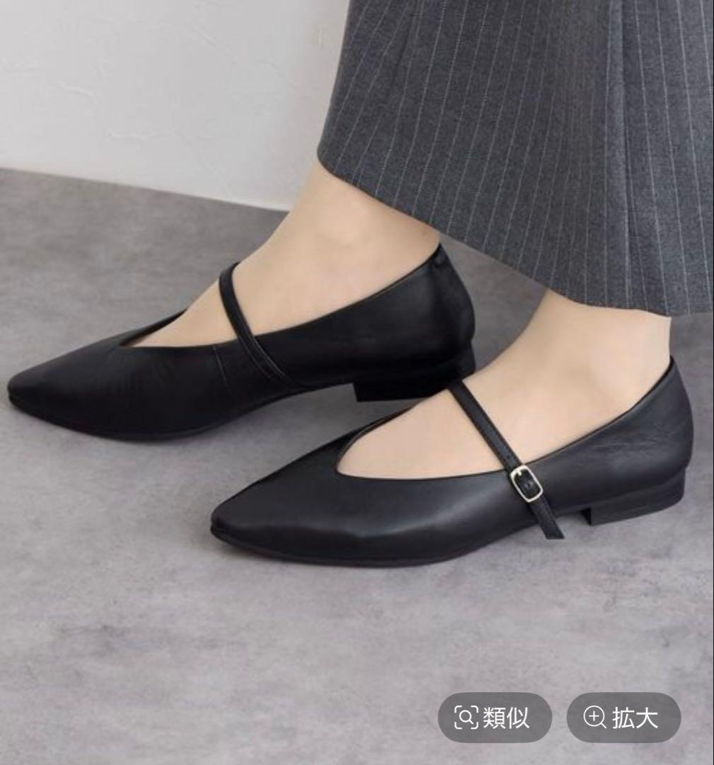 【試着のみ】HIMIKO メリージェーンフラットパンプス ブラック 24.0cm