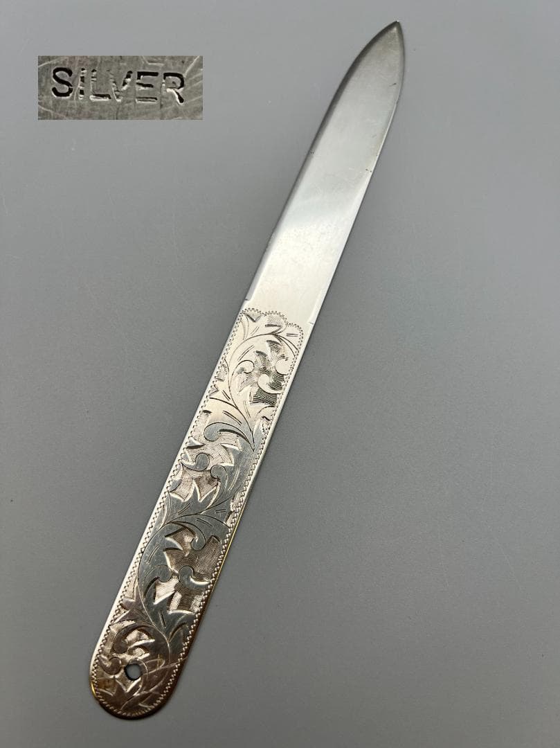 SILVER刻印　ペーパーナイフ　手彫　銀製　重量約25.8g