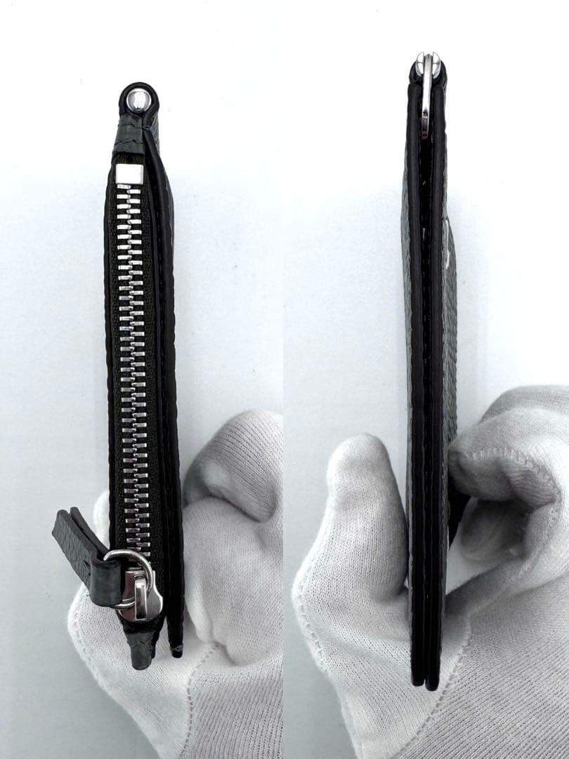 超美品☆メゾンマルジェラ 4ステッチ マネークリップ 小銭入れ付 グレー シボ革