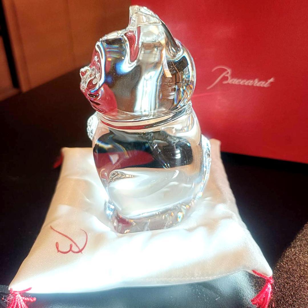 【Baccarat】クリスタルまねき猫 専用座布団付き【バカラ】