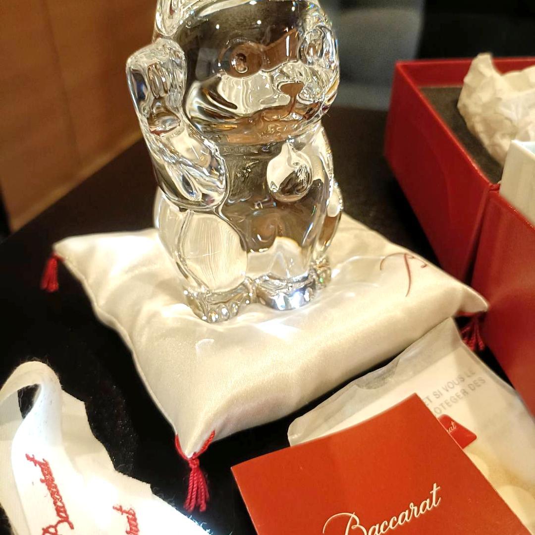 【Baccarat】クリスタルまねき猫 専用座布団付き【バカラ】