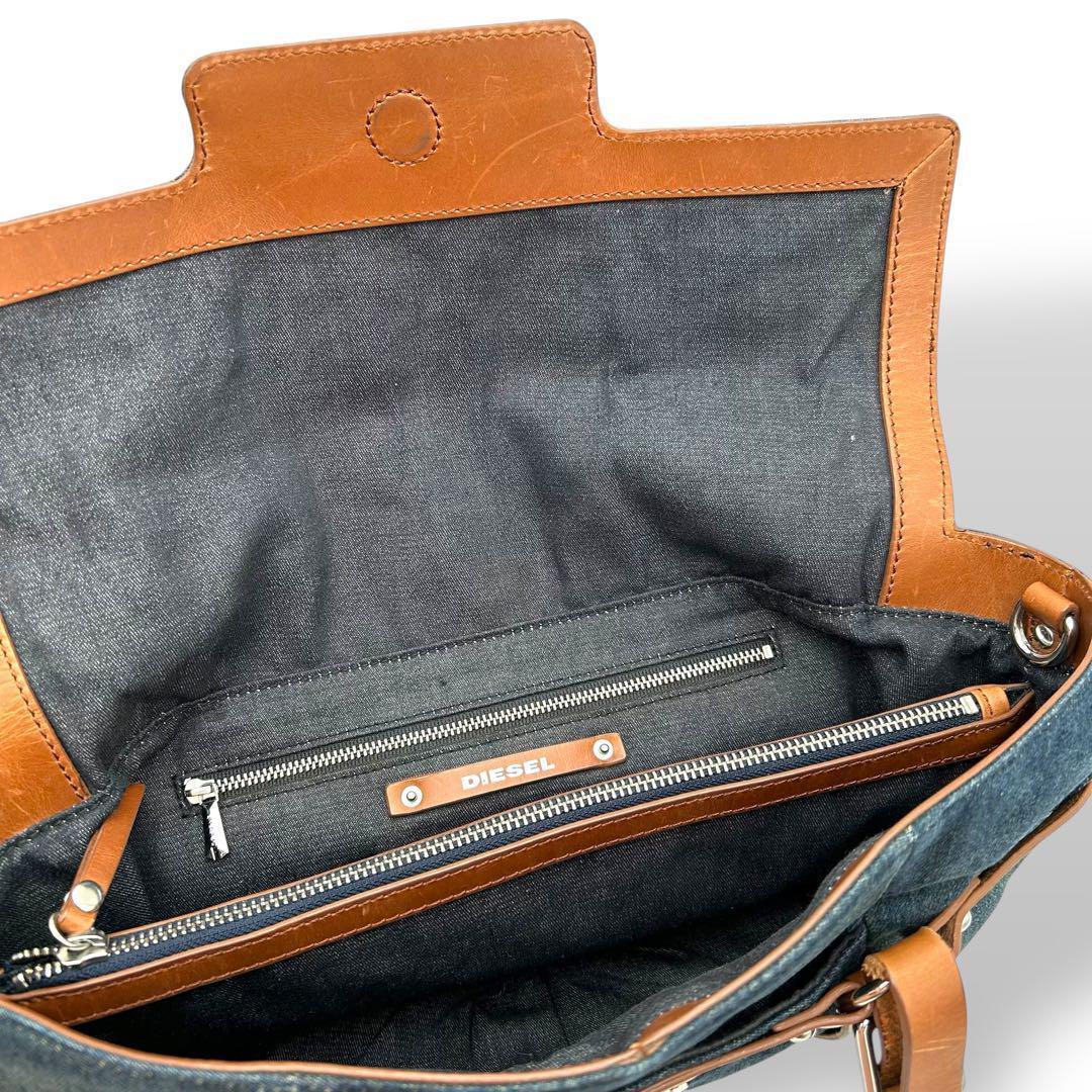 【大人気】DIESEL ディーゼル　デニム　トートバッグ　レザー　希少　美品
