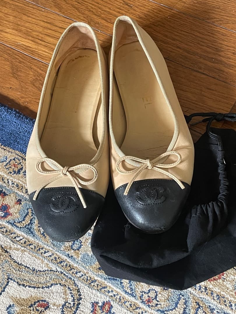 タイムセール中‼︎ CHANEL バレリーナ バレエシューズ バイカラー 37