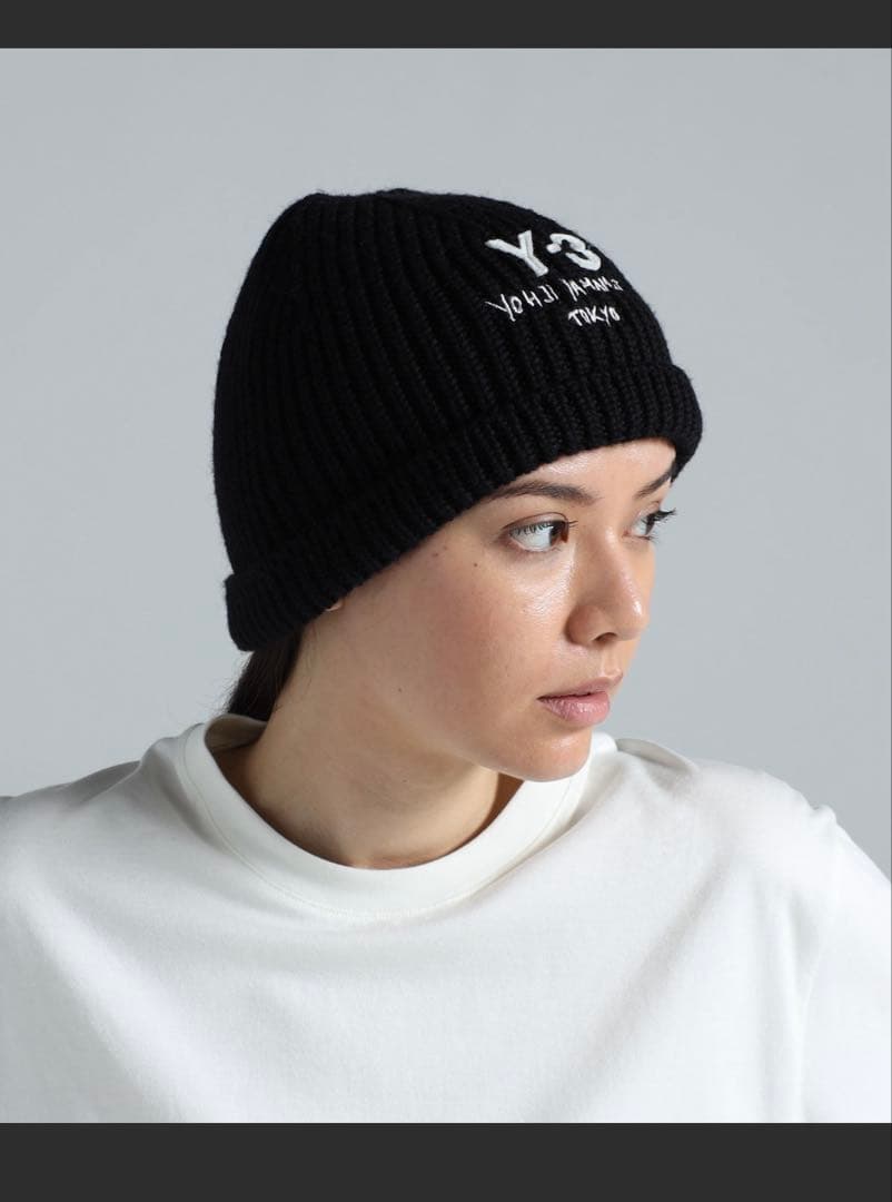 Y-3 ブラック ビーニー ニット帽　2025