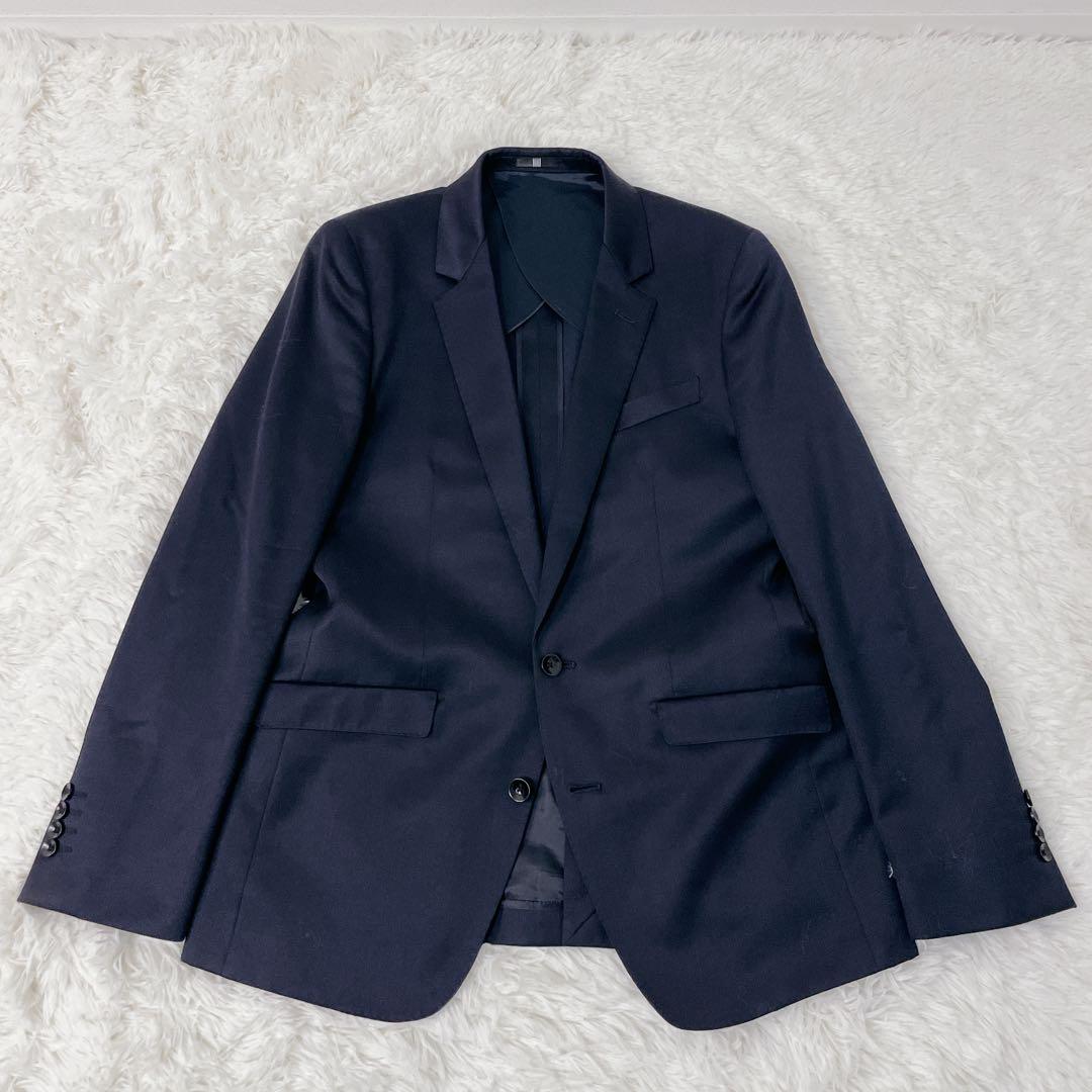 美品✨スーツカンパニー 黒タグ スリーピース 175 A6 シルク混 濃紺　L