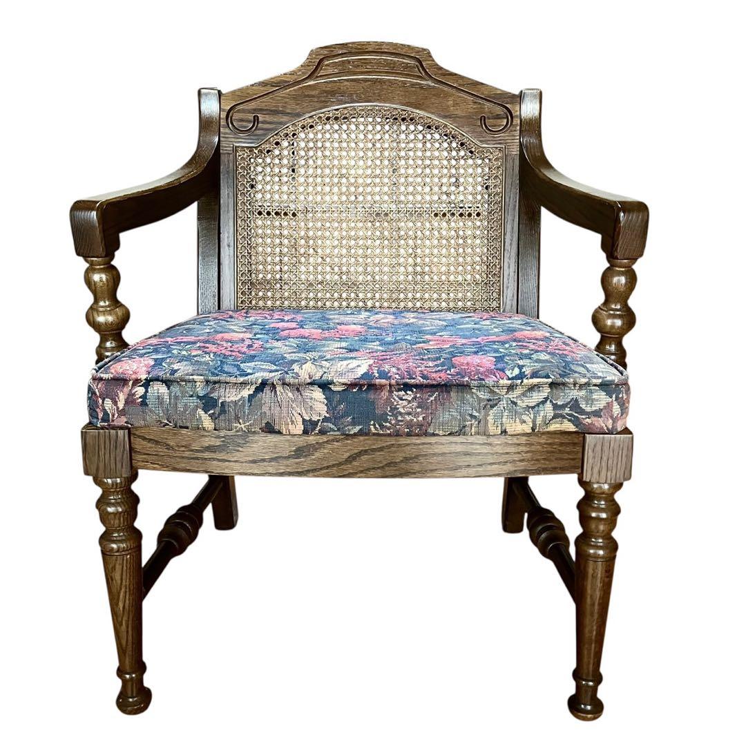 KOSUGA コスガ アームチェア オーク材 ラタン 花柄 木製 ダイニング