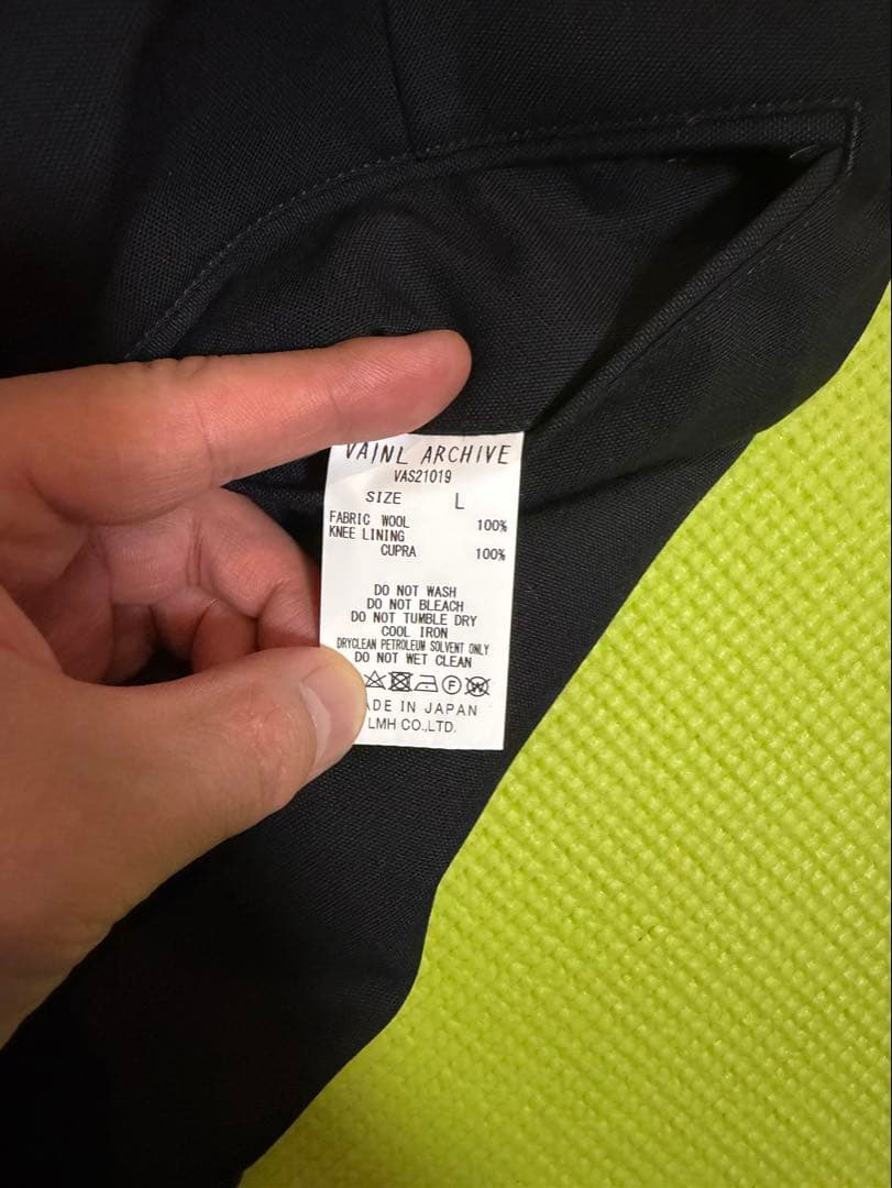VAINL ARCHIVE LIVE-PT パンツ　黒　サイズL