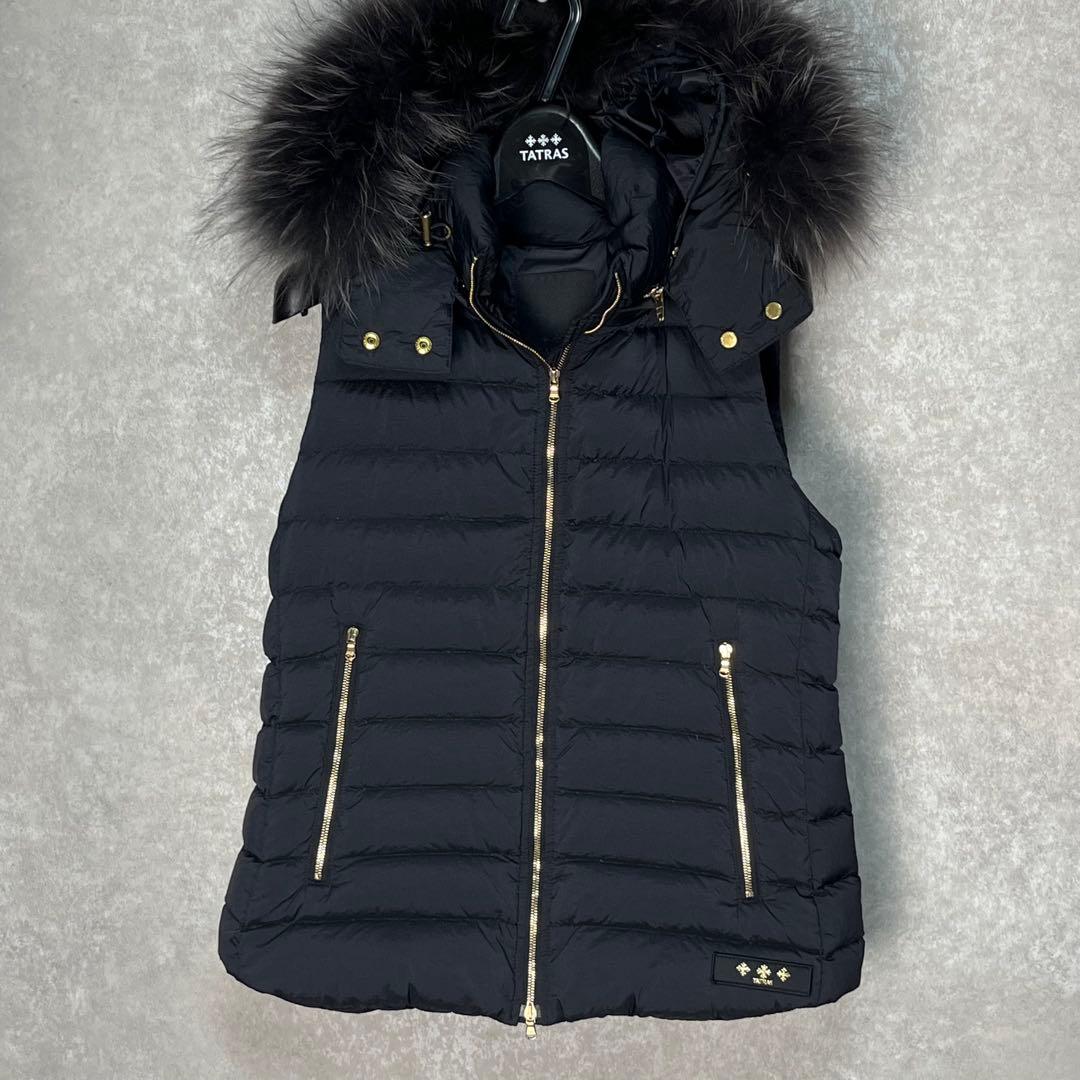 美品 ORSIERA ダウン ベスト ファー 取り外し可 3way ブラック