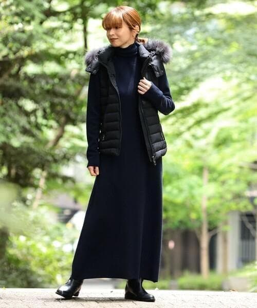 美品 ORSIERA ダウン ベスト ファー 取り外し可 3way ブラック