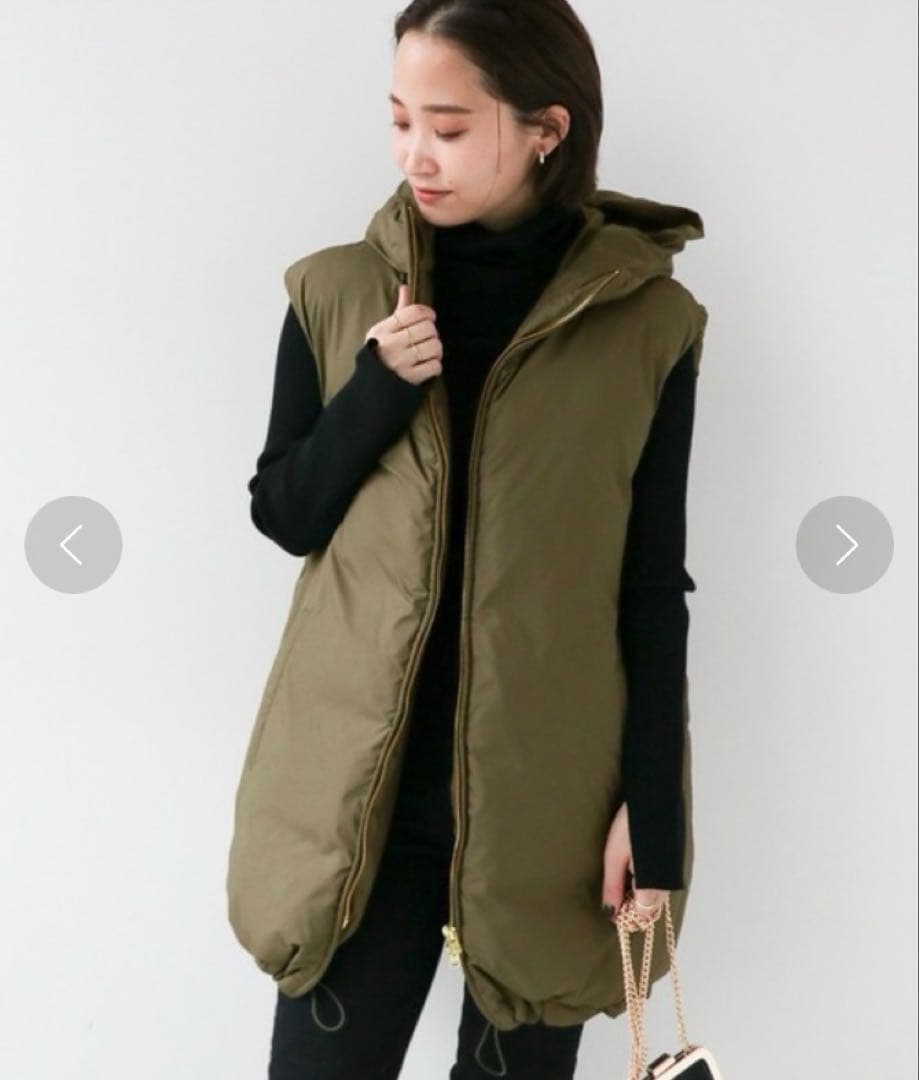 EVERYDAY I LIKE.　中綿ロングベスト　カーキ　ドゥーズイエムクラス