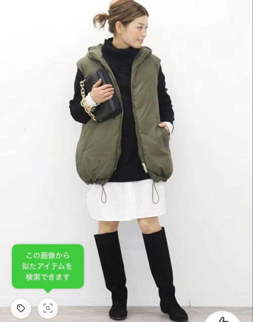 EVERYDAY I LIKE.　中綿ロングベスト　カーキ　ドゥーズイエムクラス