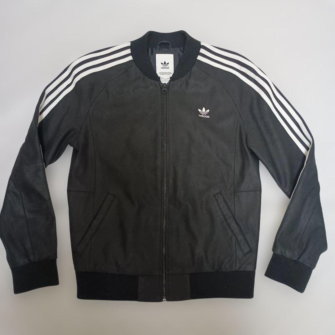 アディダス　トラックジャケットレザー　羊革ラムレザー　アディカラー
