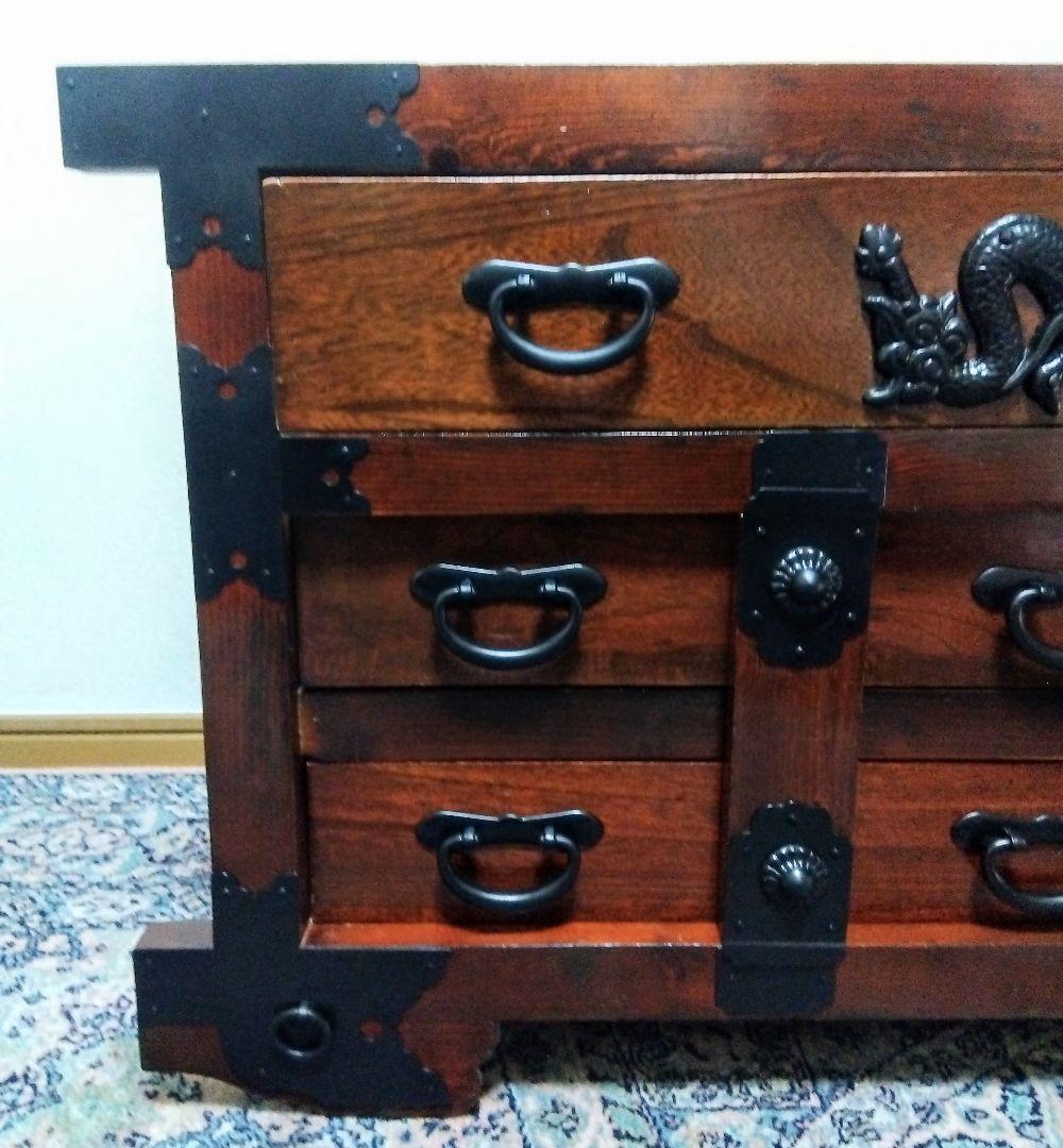 【蔵出し】アンティーク　車箪笥　からくり箪笥　ローチェスト　時代箪笥