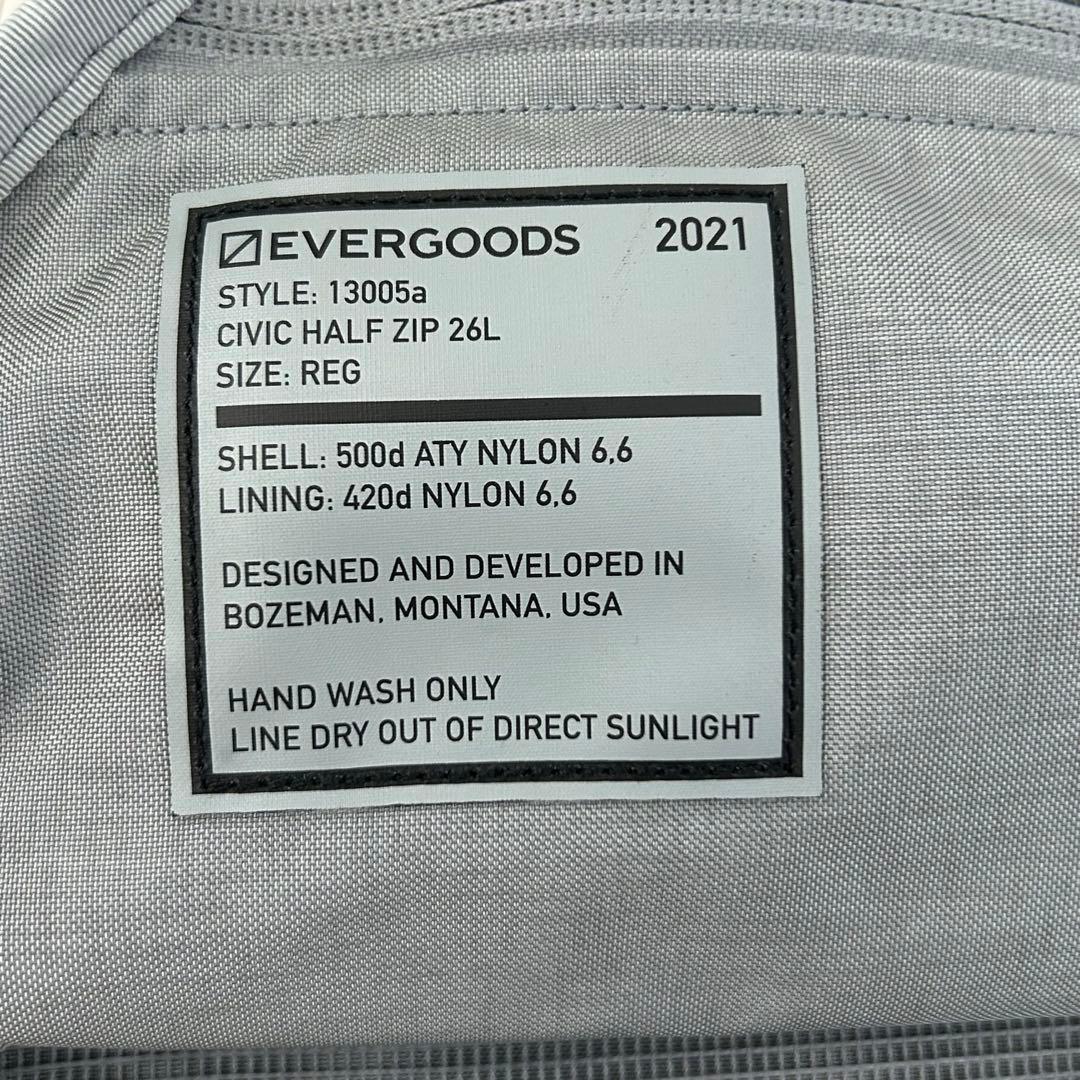 【美品】EVERGOODS CIVIC HALF ZIP 26L バックパック黒