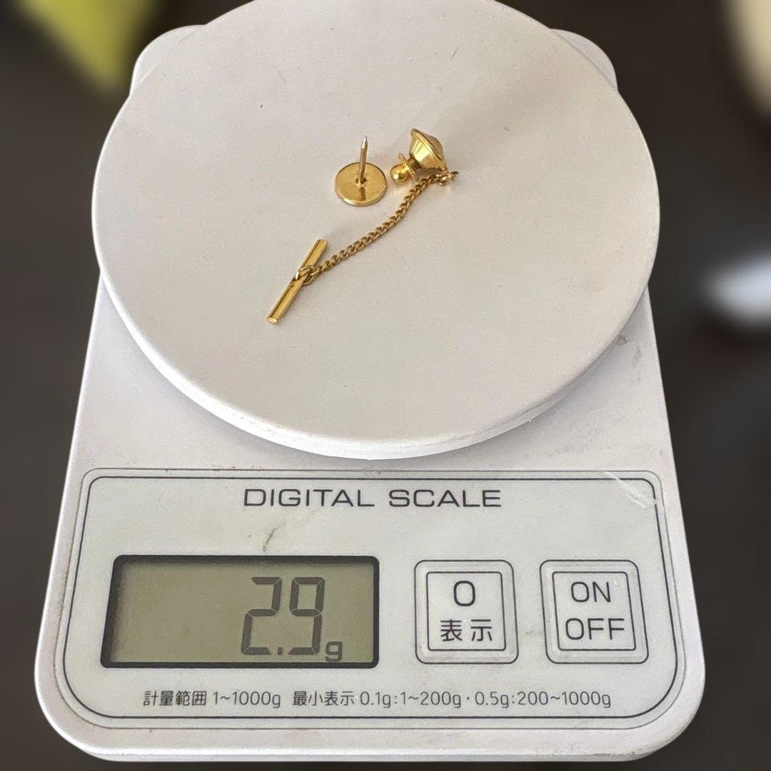 値下げ18K ゴールド 菊紋ネクタイピン チェーン付き
