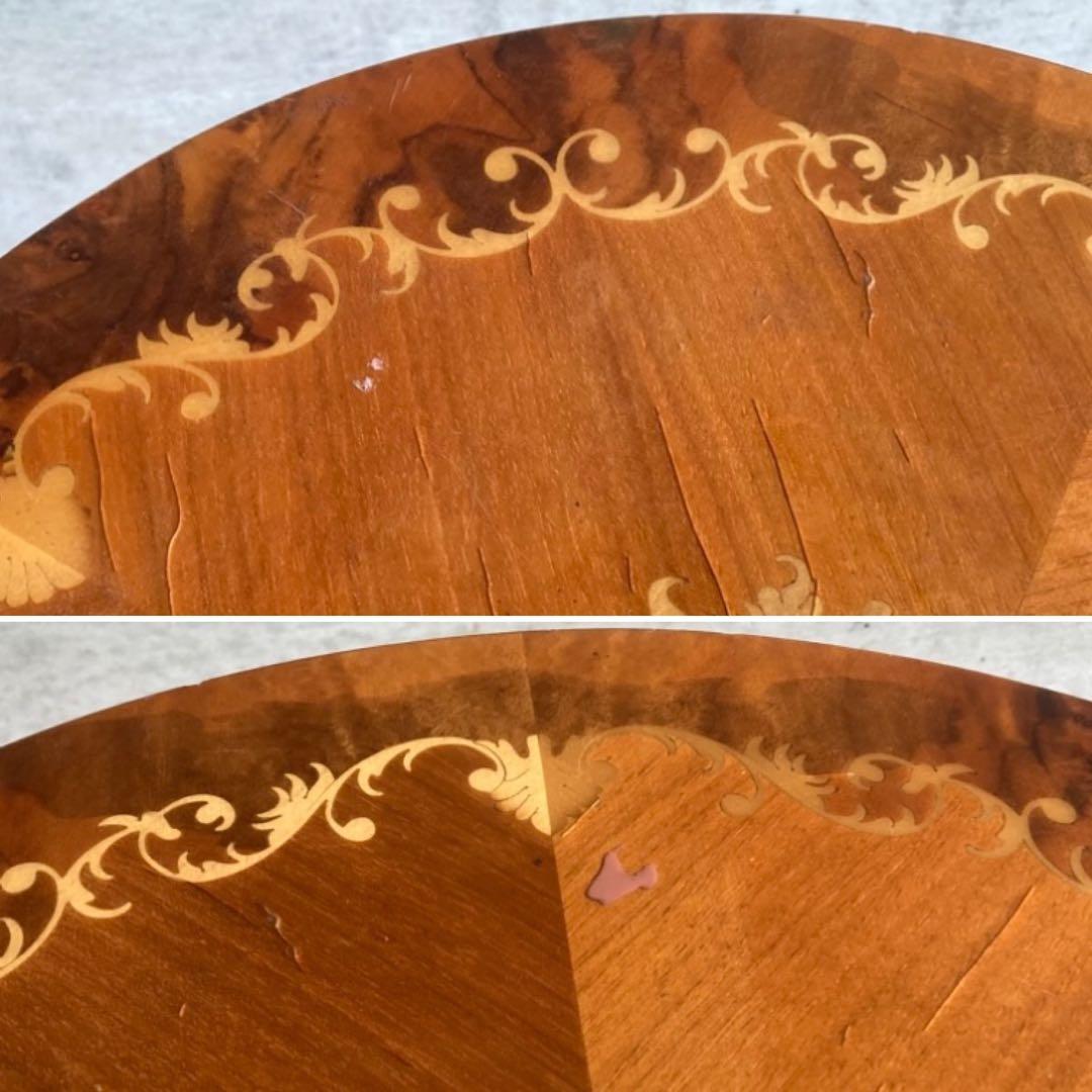 イタリア製 象嵌細工 コーヒーテーブル 丸テーブル サイドテーブル 木製 レトロ