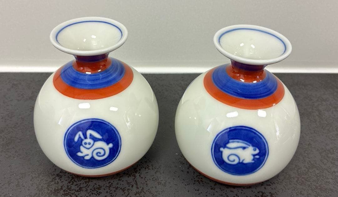 ⭐️超レア品⭐️深川製磁 月見うさぎ 酒器揃い　徳利 盃 セット 酒器 ぐい呑