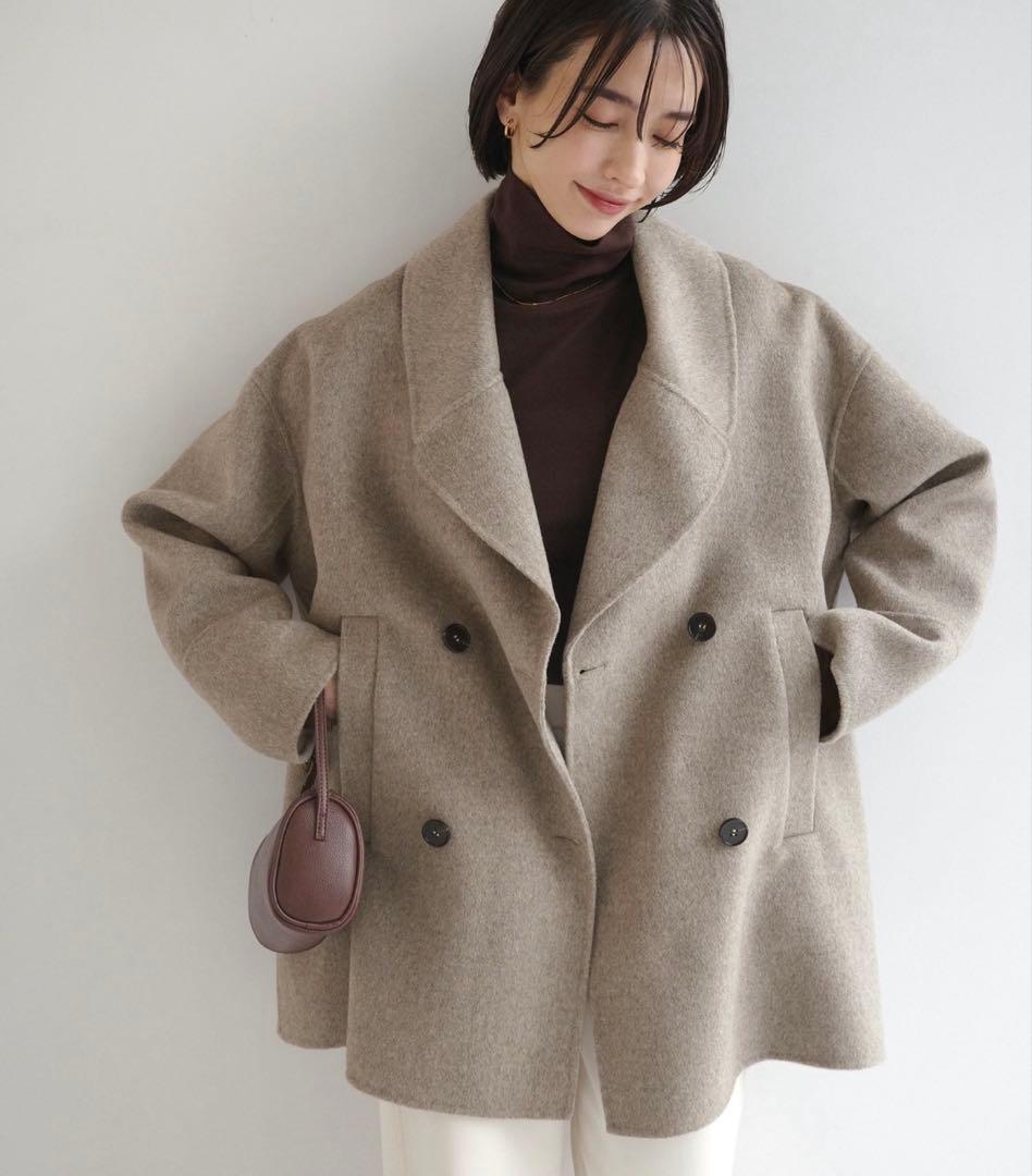 evernavy エバーネイビー ウールリバーPコート ベージュ　M