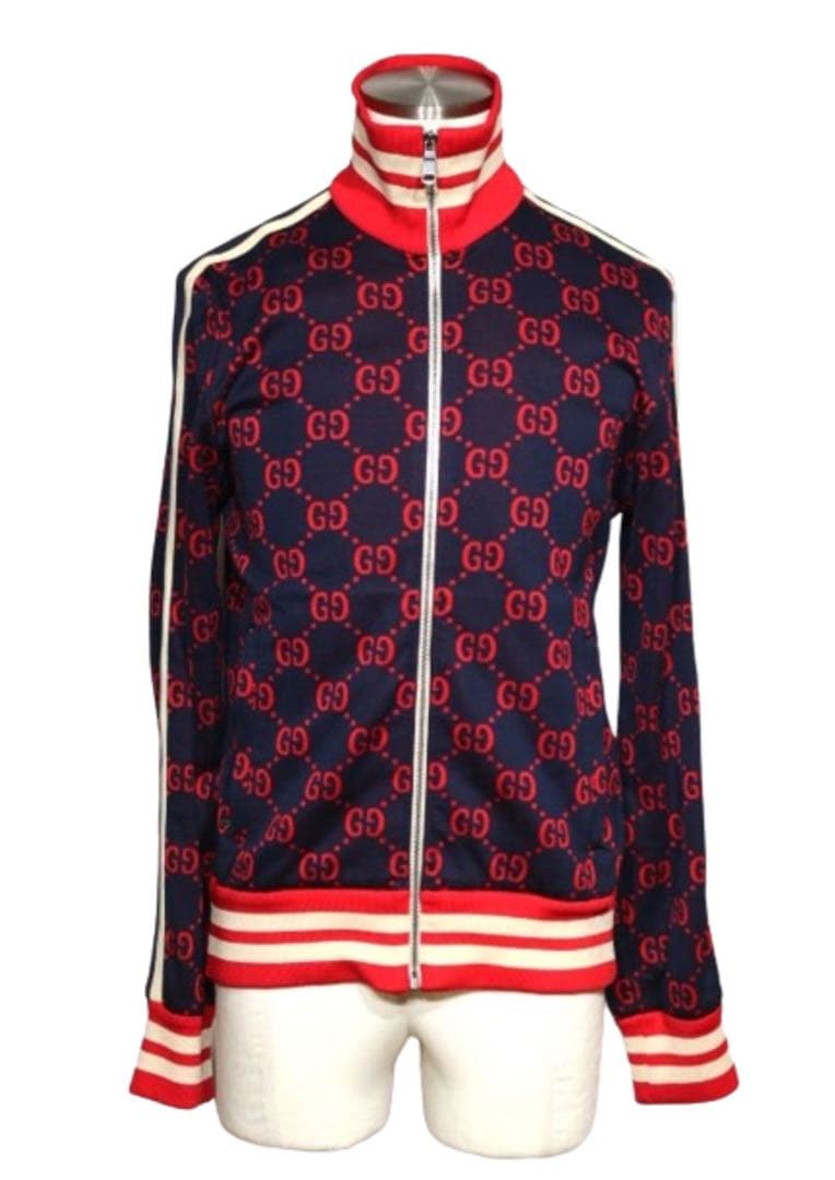 GUCCI GGロゴジャージ Mサイズ ネイビー/レッド
