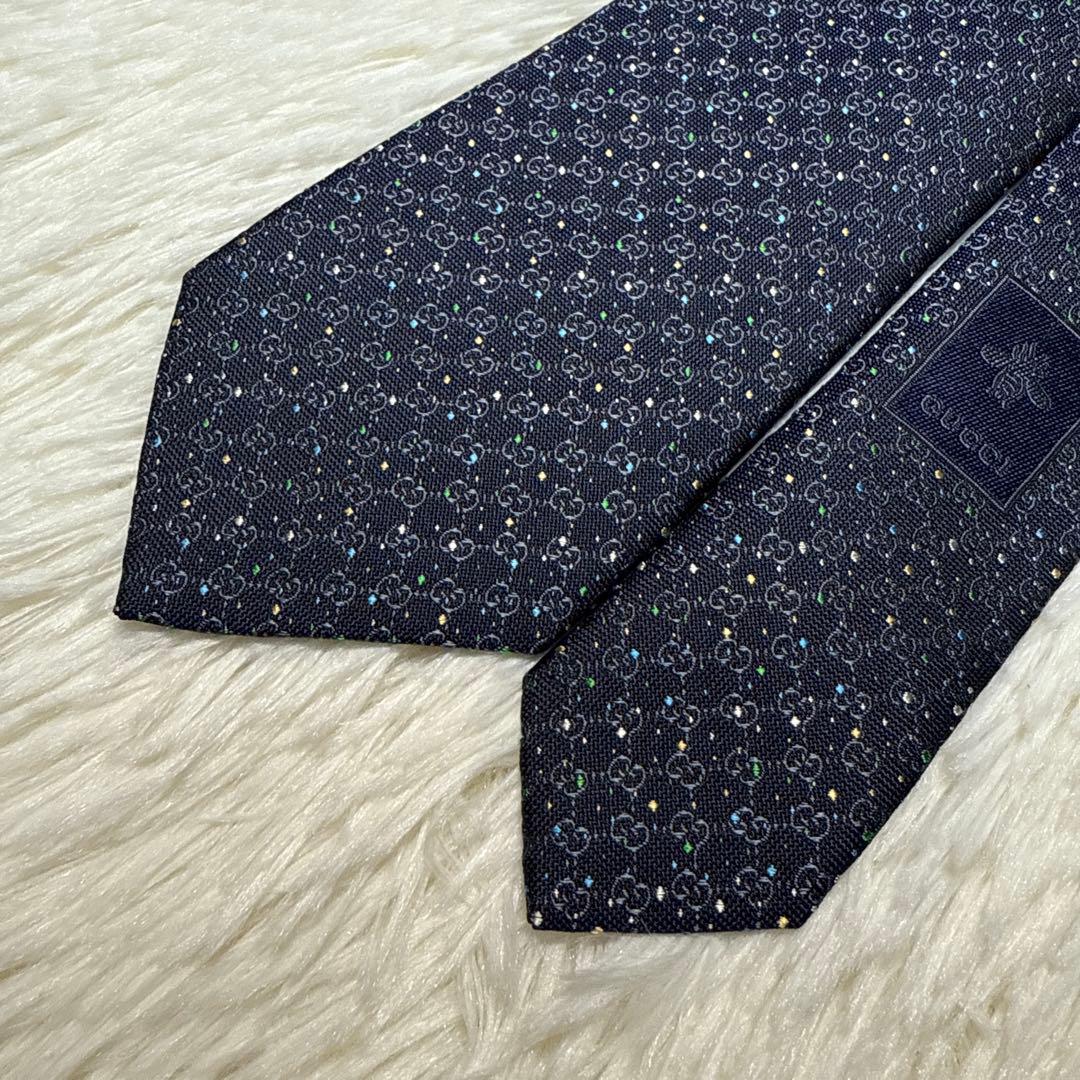 【未使用級 】GUCCI ネクタイ　高級シルク　GG柄　ジャガード　希少柄