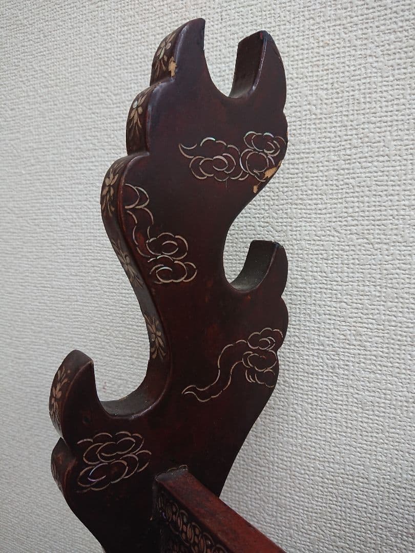 H1 螺鈿細工 両面 三段 刀掛 木製 武具 美術品 刀装具 伝統工芸品 古美術