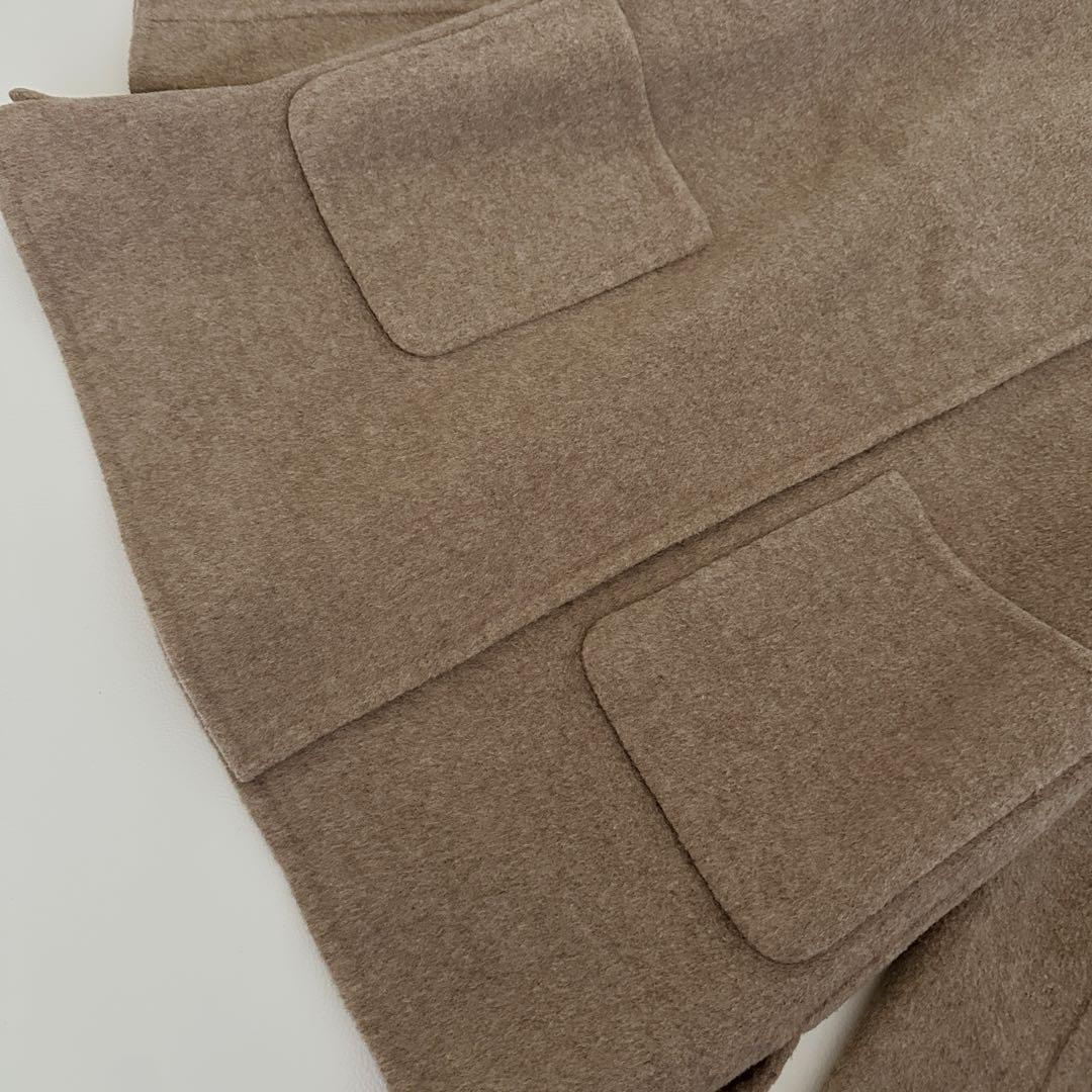 Spick & Span ノーカラーリバーコート ミドル丈 ウール ベージュ