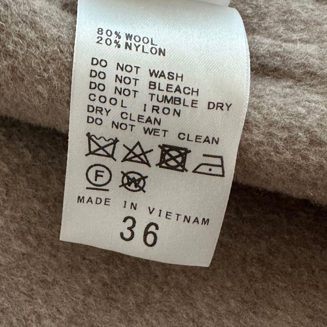 Spick & Span ノーカラーリバーコート ミドル丈 ウール ベージュ