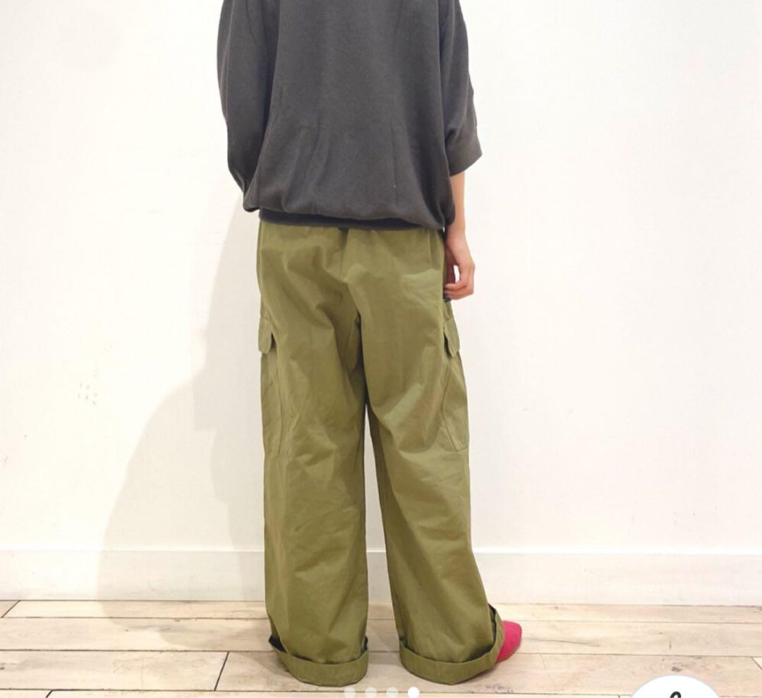 【美品✨】かぐれ ユーティリティーイージーパンツ ワイド 2WAY 綿 カーキ
