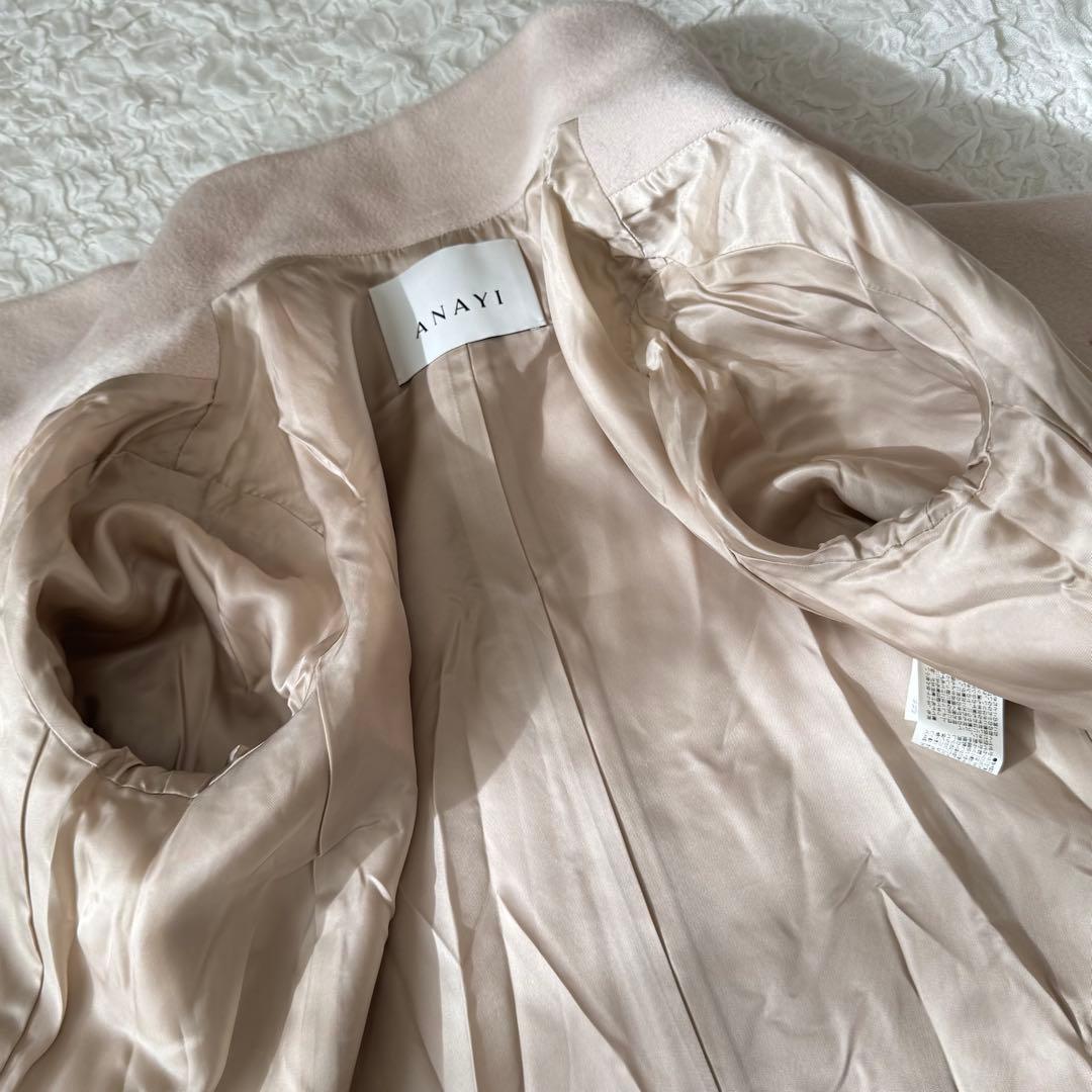 ANAYI アナイ アンゴラビーバー 袖フレアコート ピンク 38