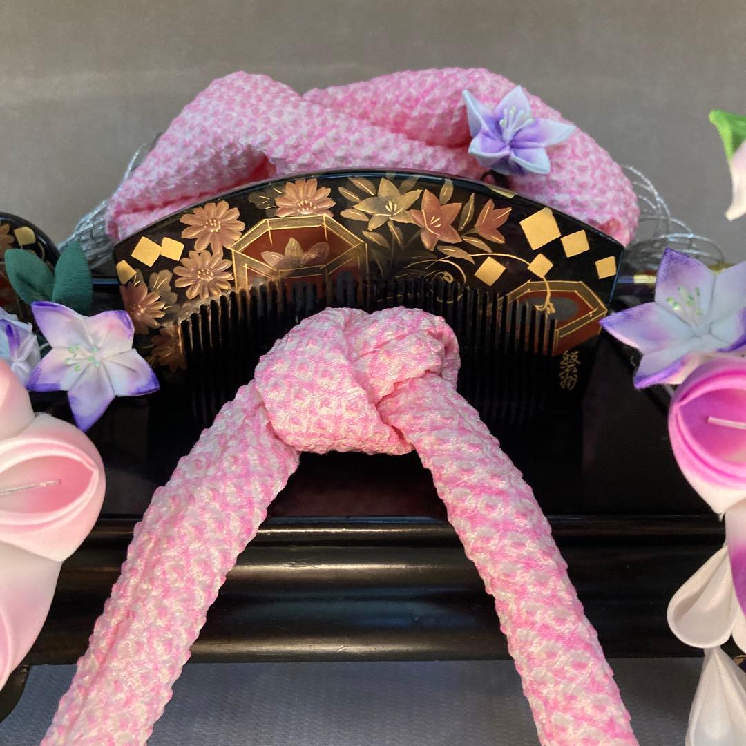 専用　七五三　成人式　桔梗花簪　櫛平打ち簪　Uピン簪　後挿し　水引簪