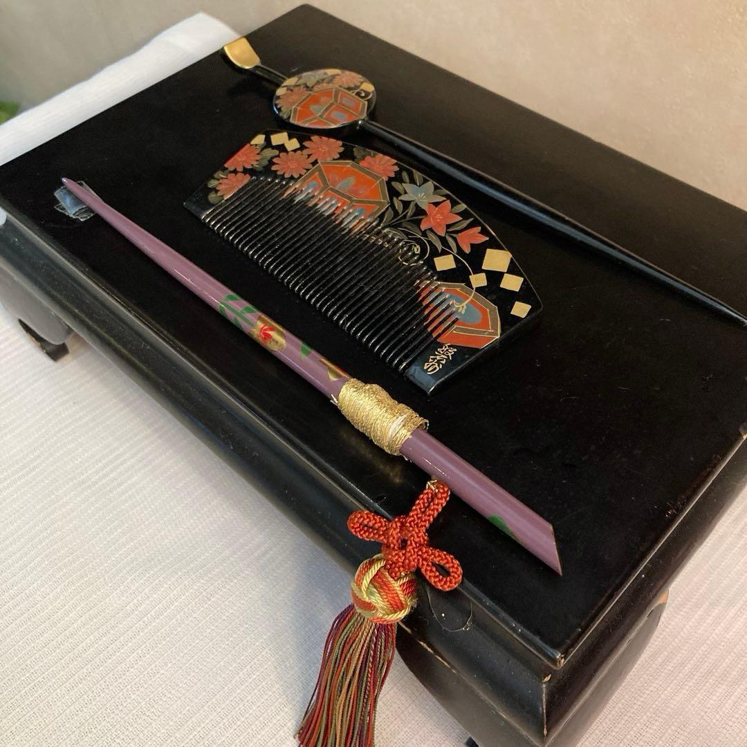 専用　七五三　成人式　桔梗花簪　櫛平打ち簪　Uピン簪　後挿し　水引簪