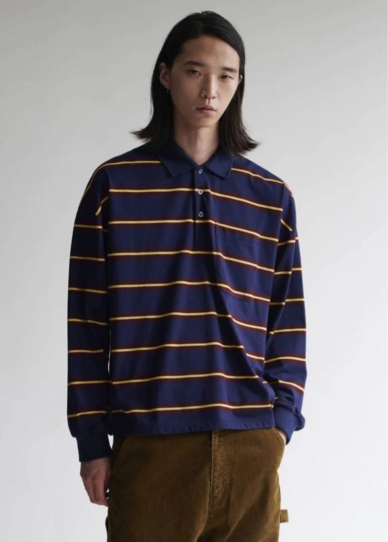 INSCRIRE アンスクリア Border BIG Polo Shirt L
