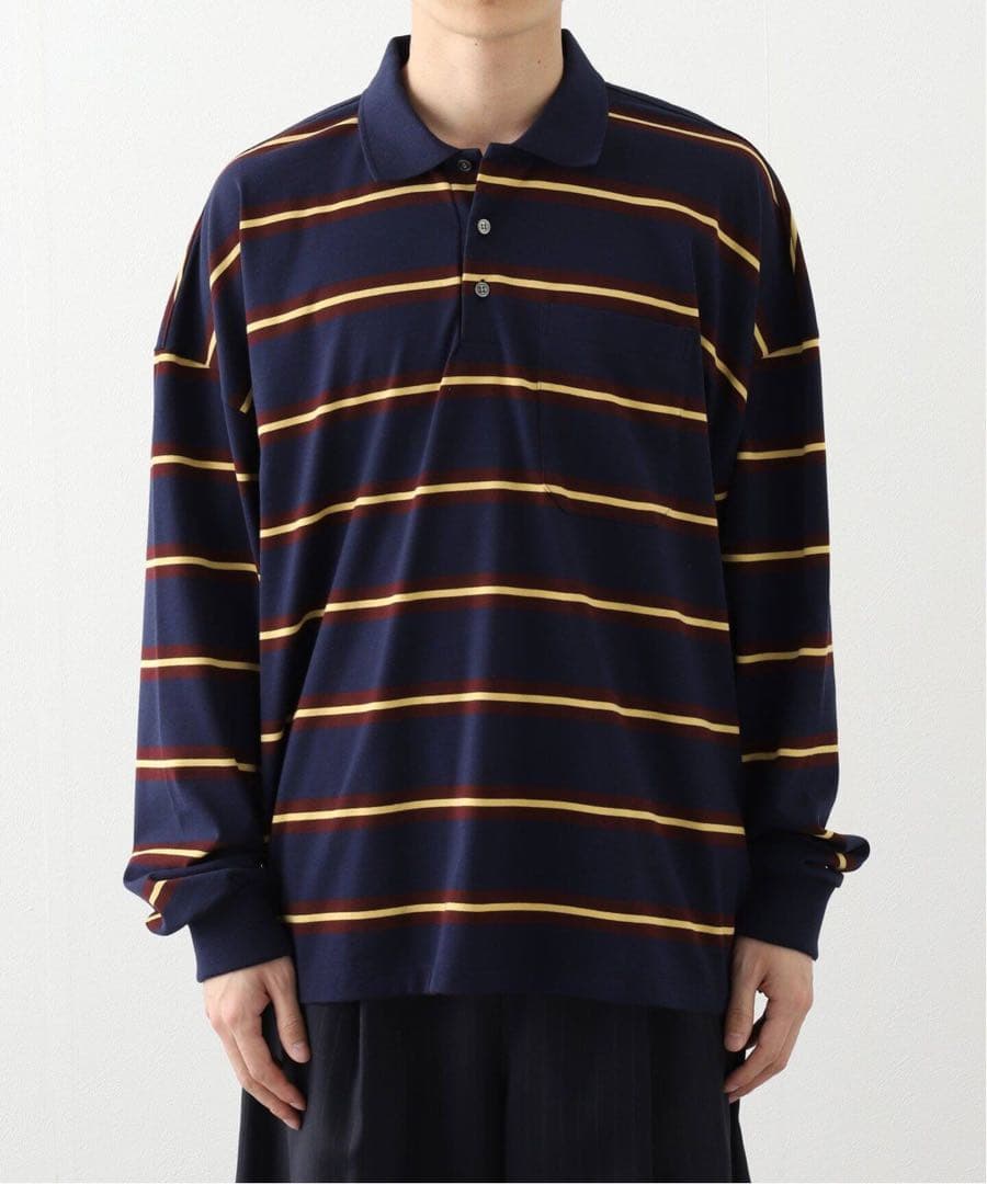 INSCRIRE アンスクリア Border BIG Polo Shirt L