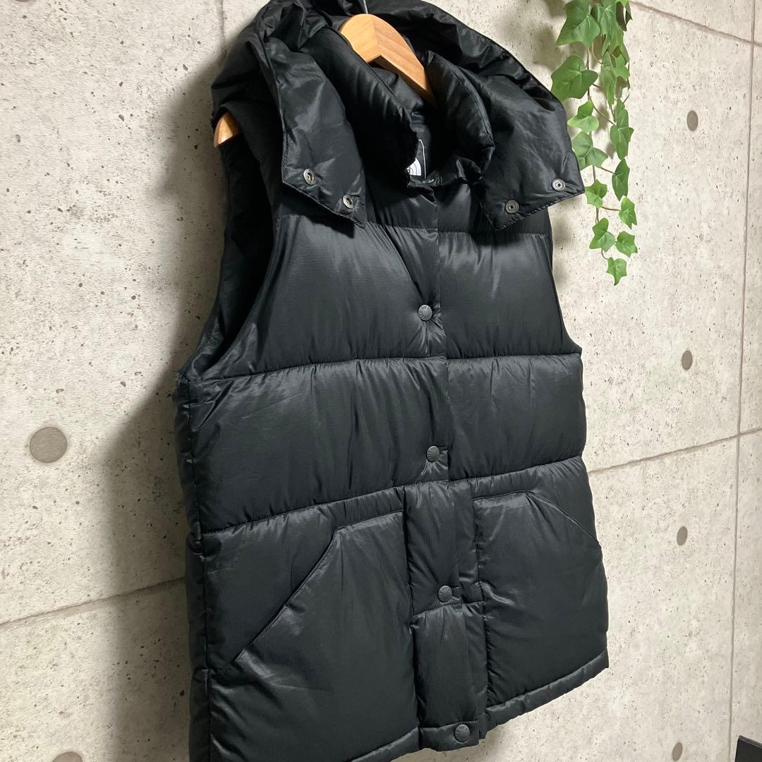 ノースフェイス キャンプシエラベスト 中綿 ブラック フード取り外し可能