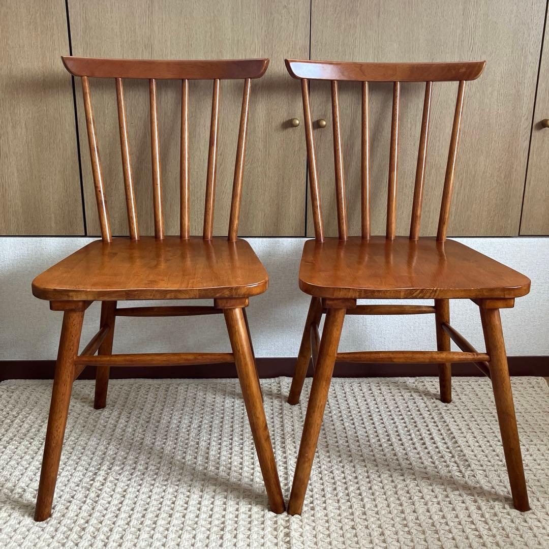 【美品】ニトリ ダイニングチェア 椅子 2脚 ブラウン アトラスチェア