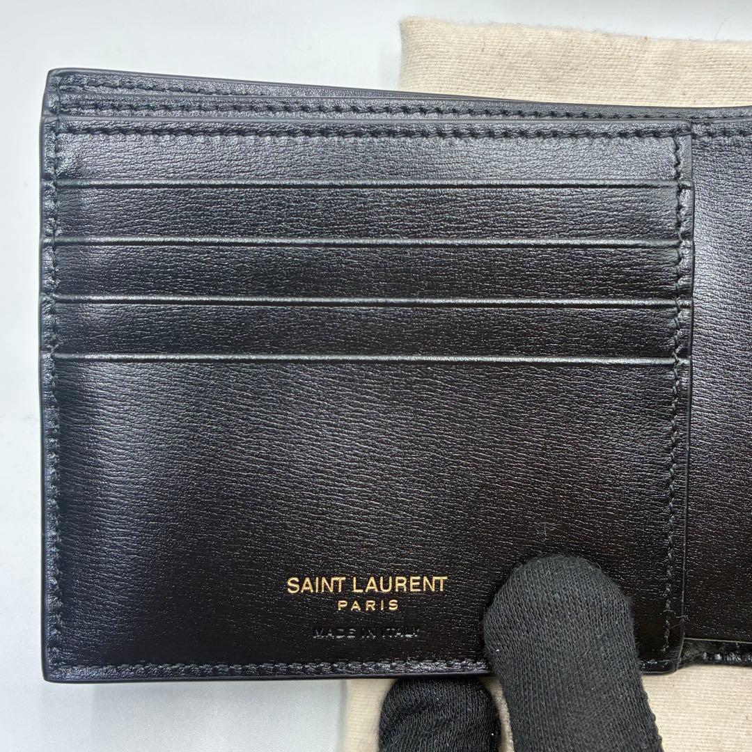 YSL ブラック 二つ折り財布 保存袋付き