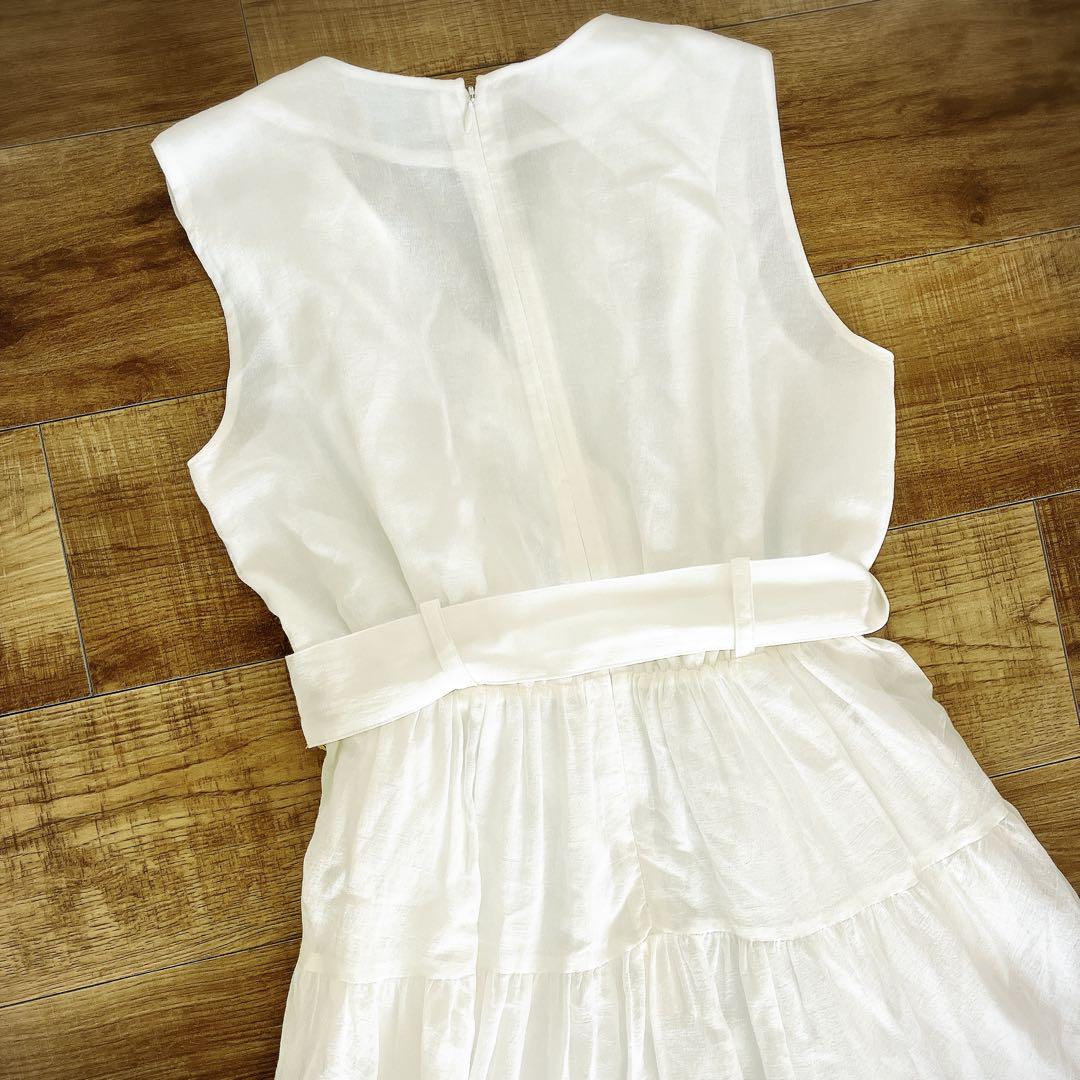 【美品】efla コットン ティアード ボリューム ワンピース ホワイト S