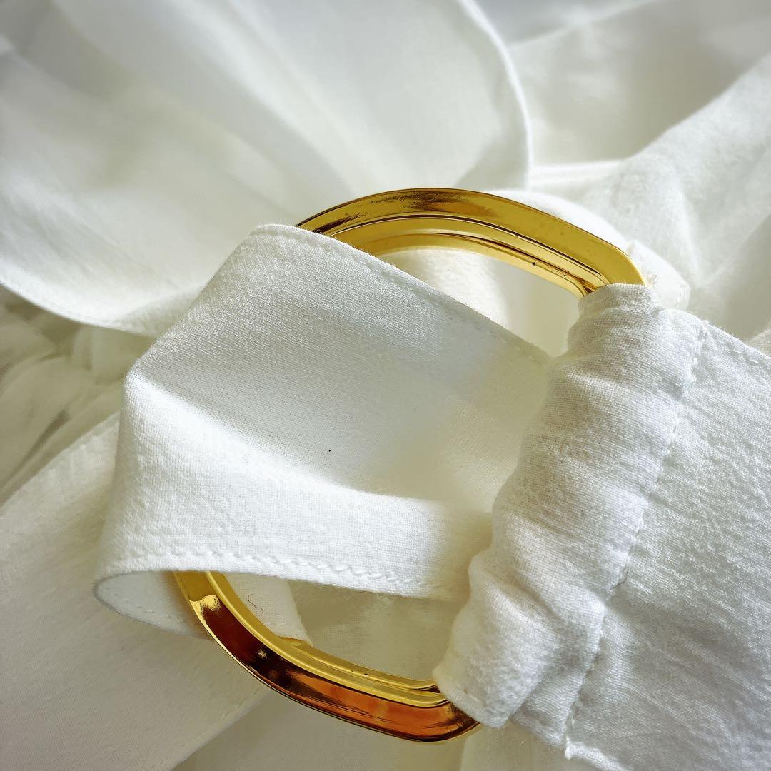 【美品】efla コットン ティアード ボリューム ワンピース ホワイト S