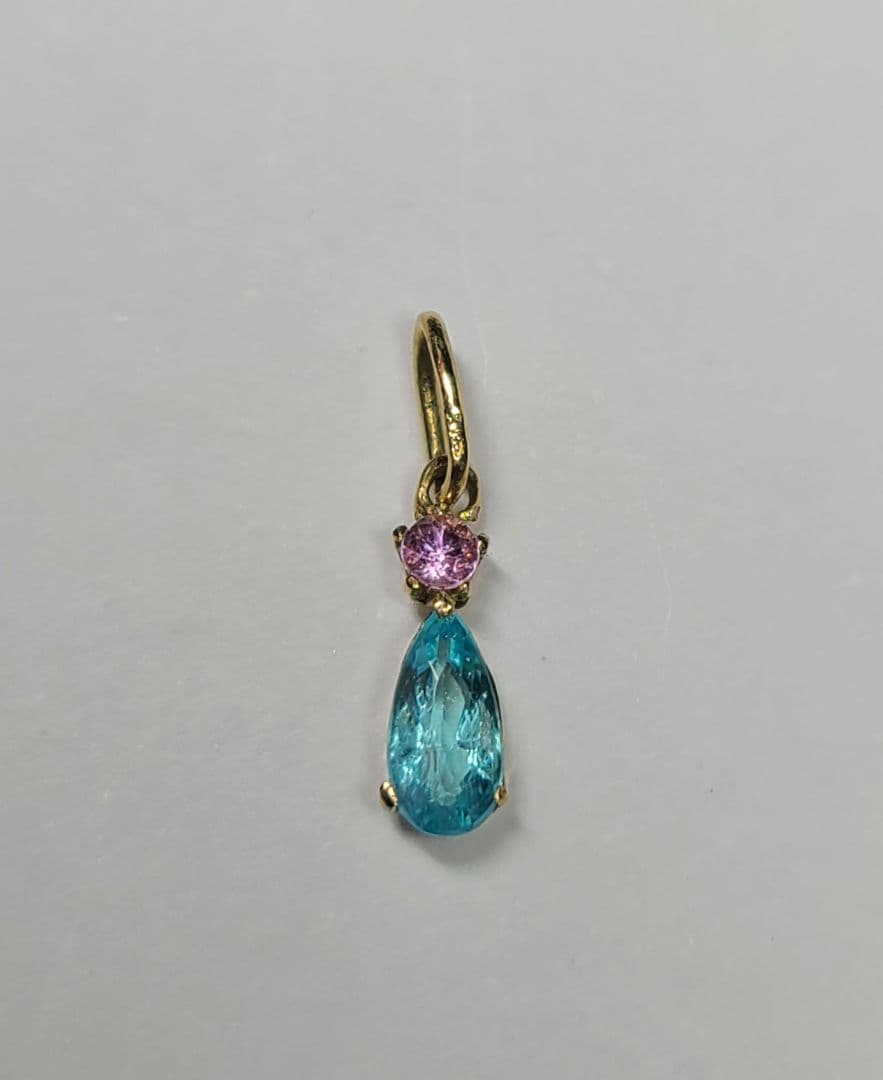 専用ページ★バターリャパライバトルマリン&パパラチペンダントトップ18金★