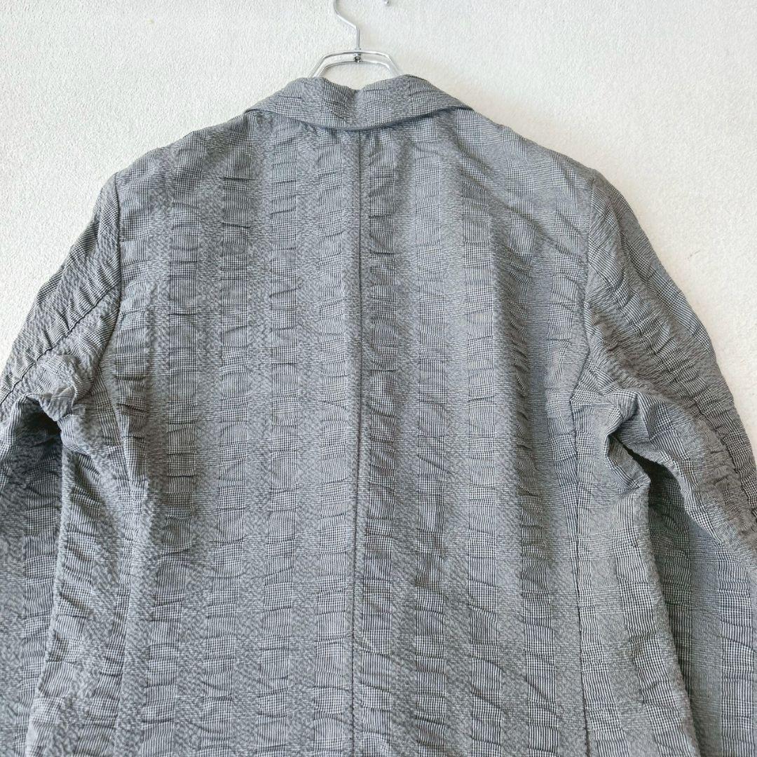 ジョルジオアルマーニ テーラードジャケット シワ加工 黒タグ グレー チェック