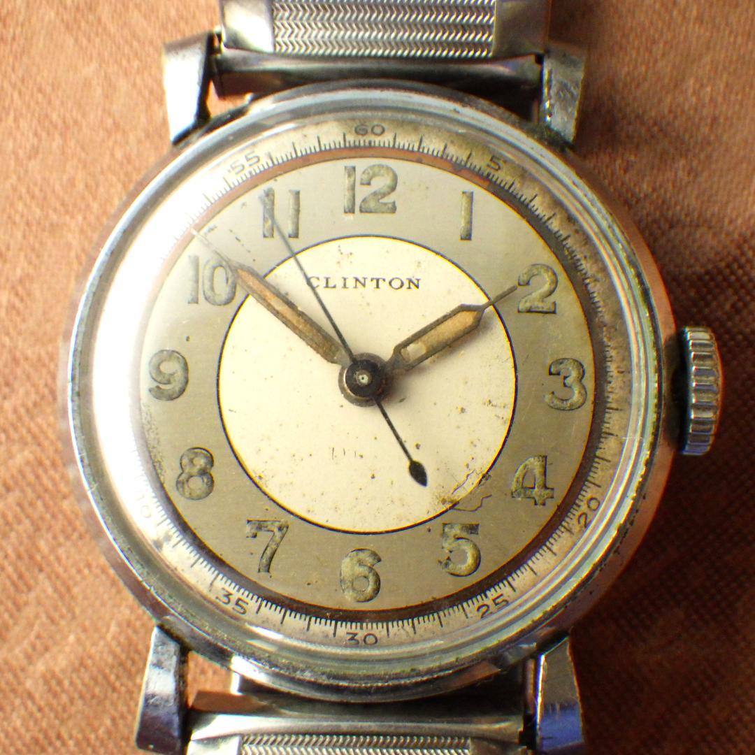 激レア★1940's クリントン ブルズアイ ミリタリースタイル 手巻き腕時計