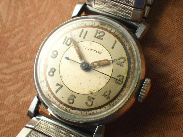 激レア★1940's クリントン ブルズアイ ミリタリースタイル 手巻き腕時計