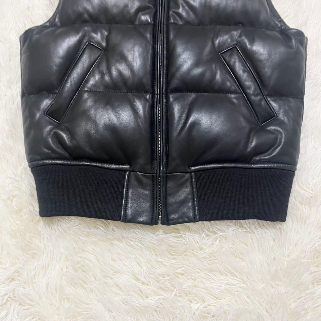 美品　ラルフローレン　ラムレザーダウンベスト　ブラック　S相当　ダウンベスト