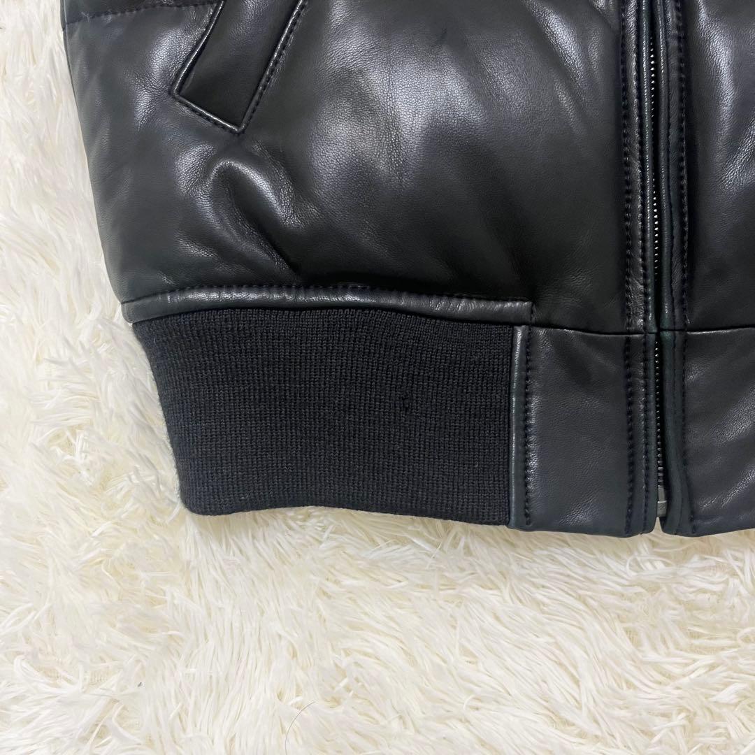 美品　ラルフローレン　ラムレザーダウンベスト　ブラック　S相当　ダウンベスト
