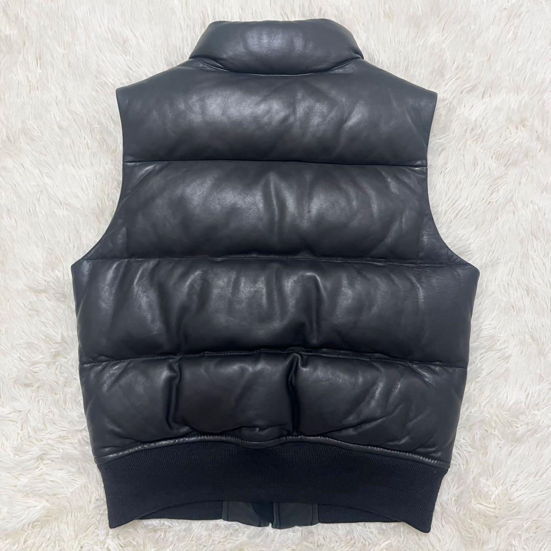 美品　ラルフローレン　ラムレザーダウンベスト　ブラック　S相当　ダウンベスト